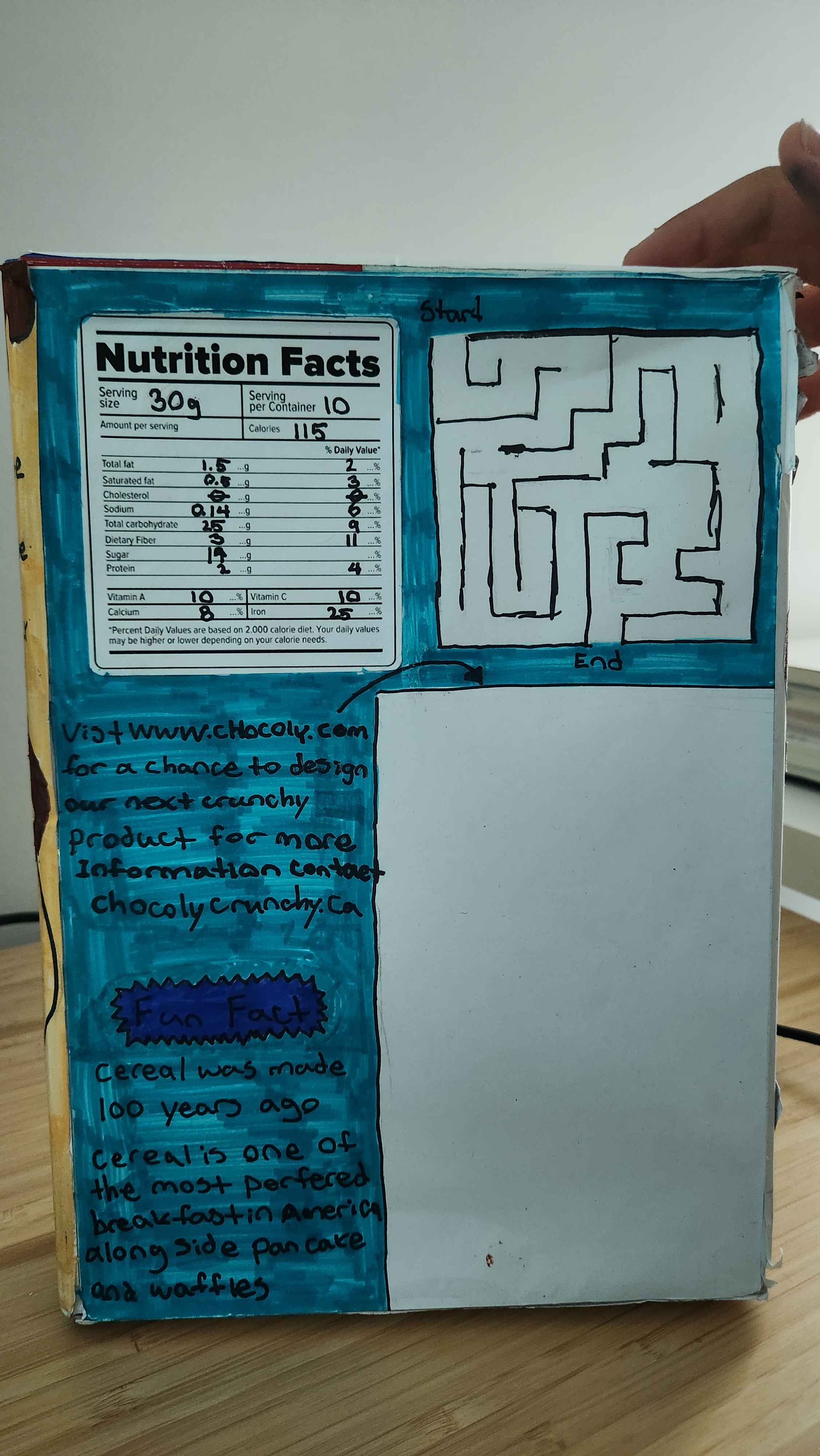 Chocoly Cereal Box — Back